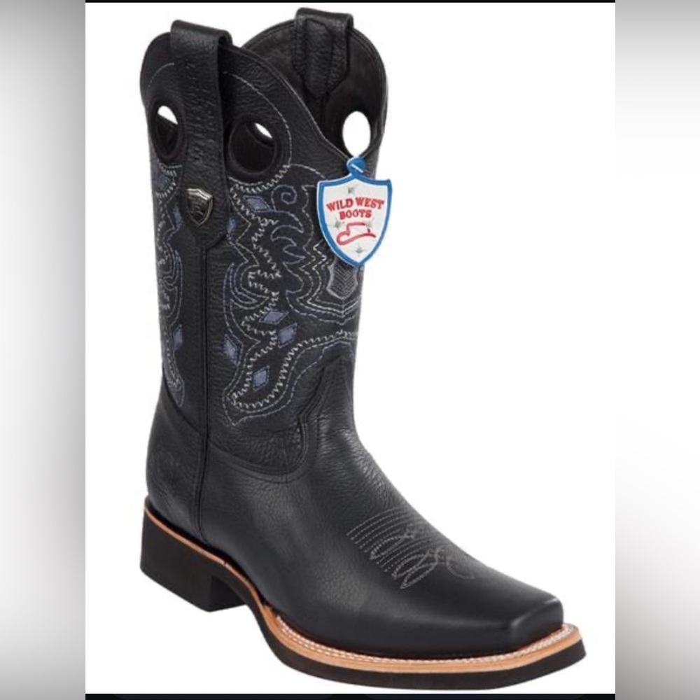 Men's Wild West Genuine Leather Rodeo Toe Boots / size 6